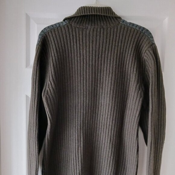 DKNY Mens 1/4 Zip Pullover Sweater Long Sleeve Collar Domes 100% Wool Sz XL Grey - Picture 3 of 8